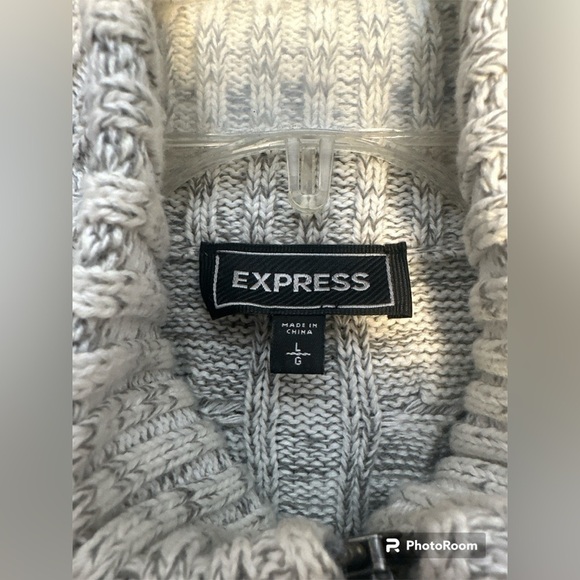 EUC Express Men Sweater Heavyweight Cotton Knit Full Zip Toggle with Pockets L - Picture 3 of 3